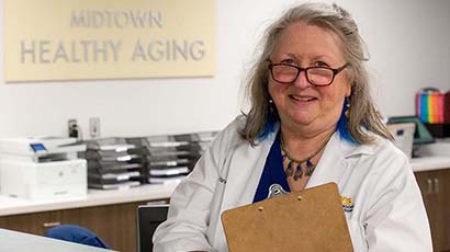 Terri Harvath in the Healthy Aging Clinic